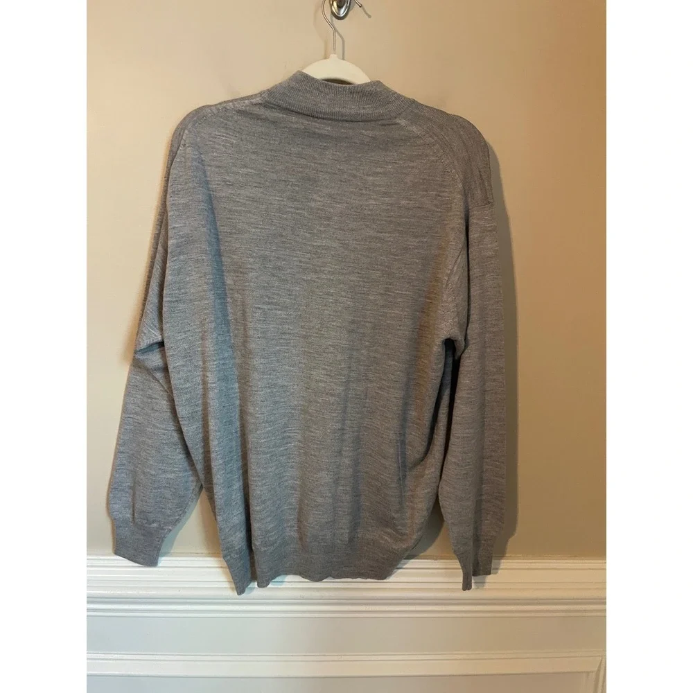 Mr. Sid Mens Size L Gray Wool Silk Cashmere Mock Neck Sweater Made in Italy